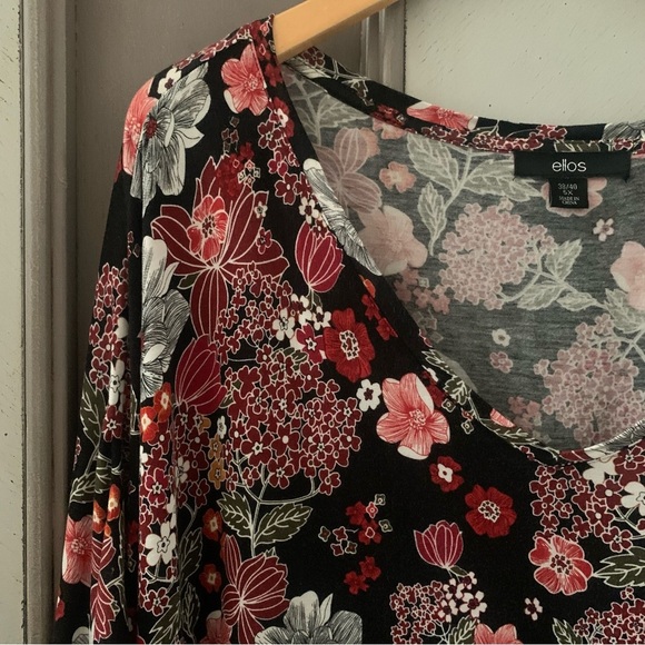 Ellos Floral Black and Pink Poncho Top - Picture 4 of 8